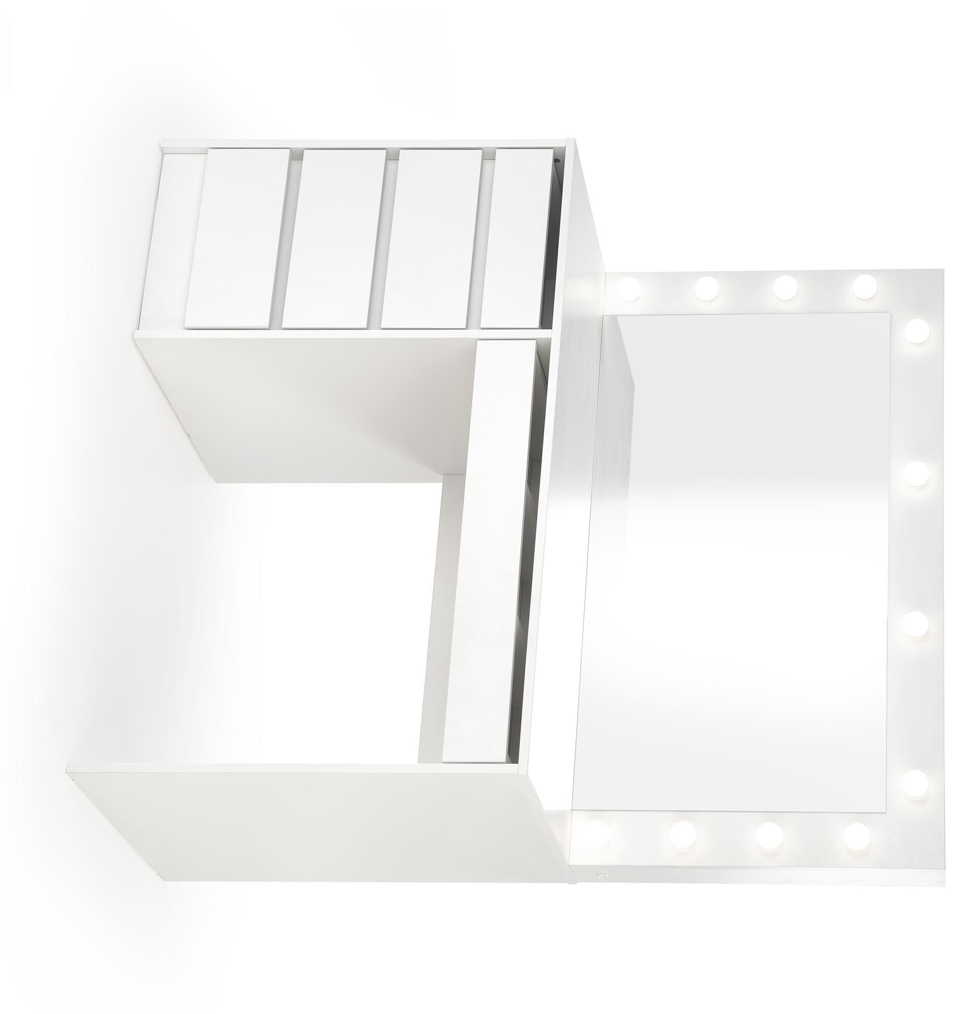 Masa de toaleta Hollywood XL, 120x55x140, cu oglinda si iluminare, alb - imagine 5