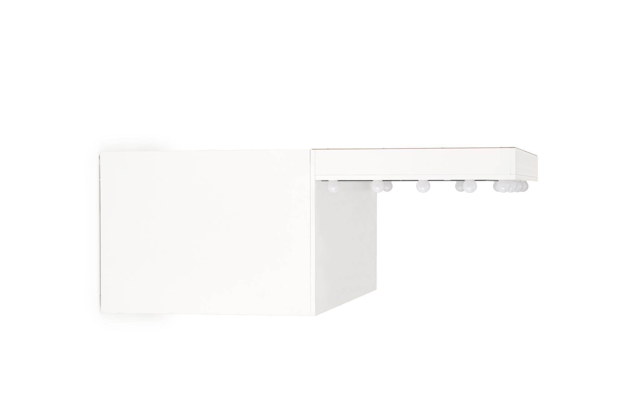 Masa de toaleta Hollywood XL, 120x55x140, cu oglinda si iluminare, alb - imagine 6