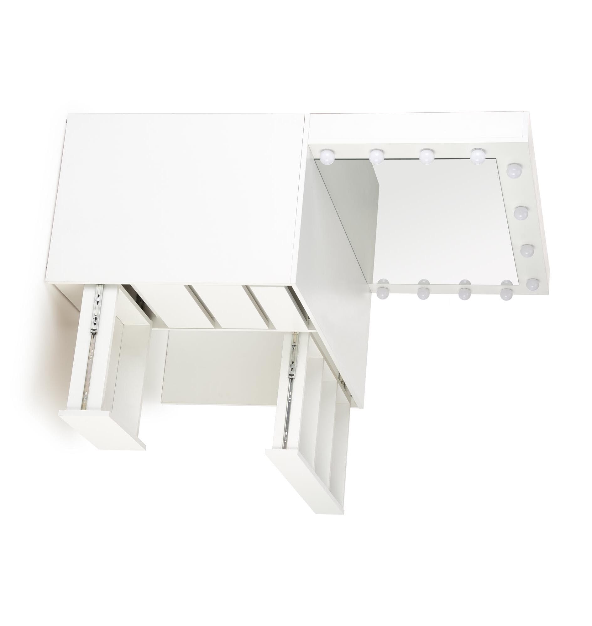Masa de toaleta Hollywood XL, 120x55x140, cu oglinda si iluminare, alb - imagine 7