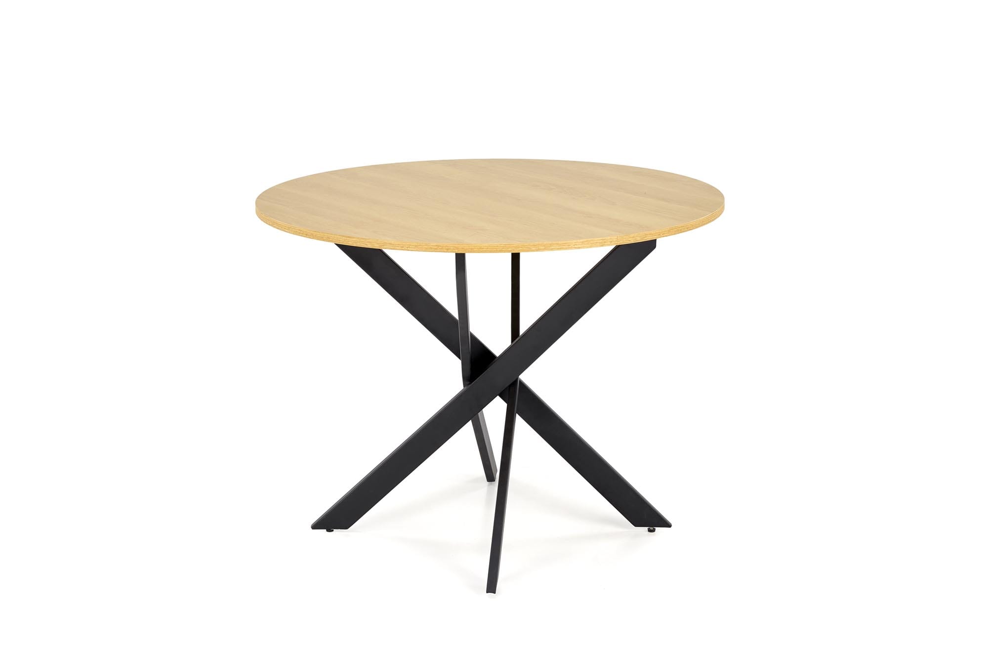 Masa rotunda Edgar, 100x100x76, stejar auriu/ negru - imagine 4