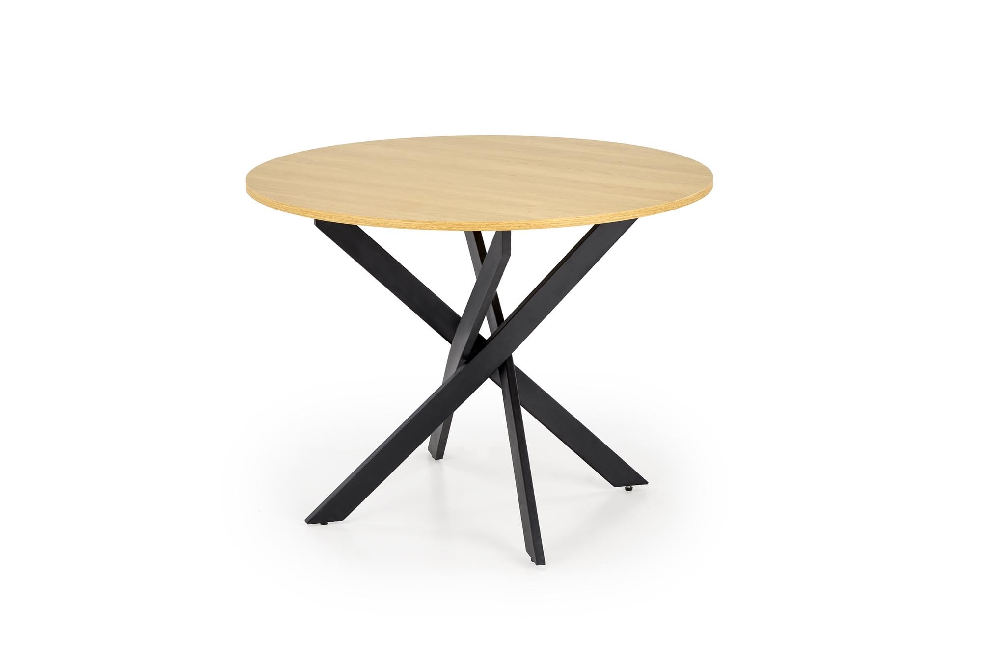 Masa rotunda Edgar, 100x100x76, stejar auriu/ negru - imagine 5