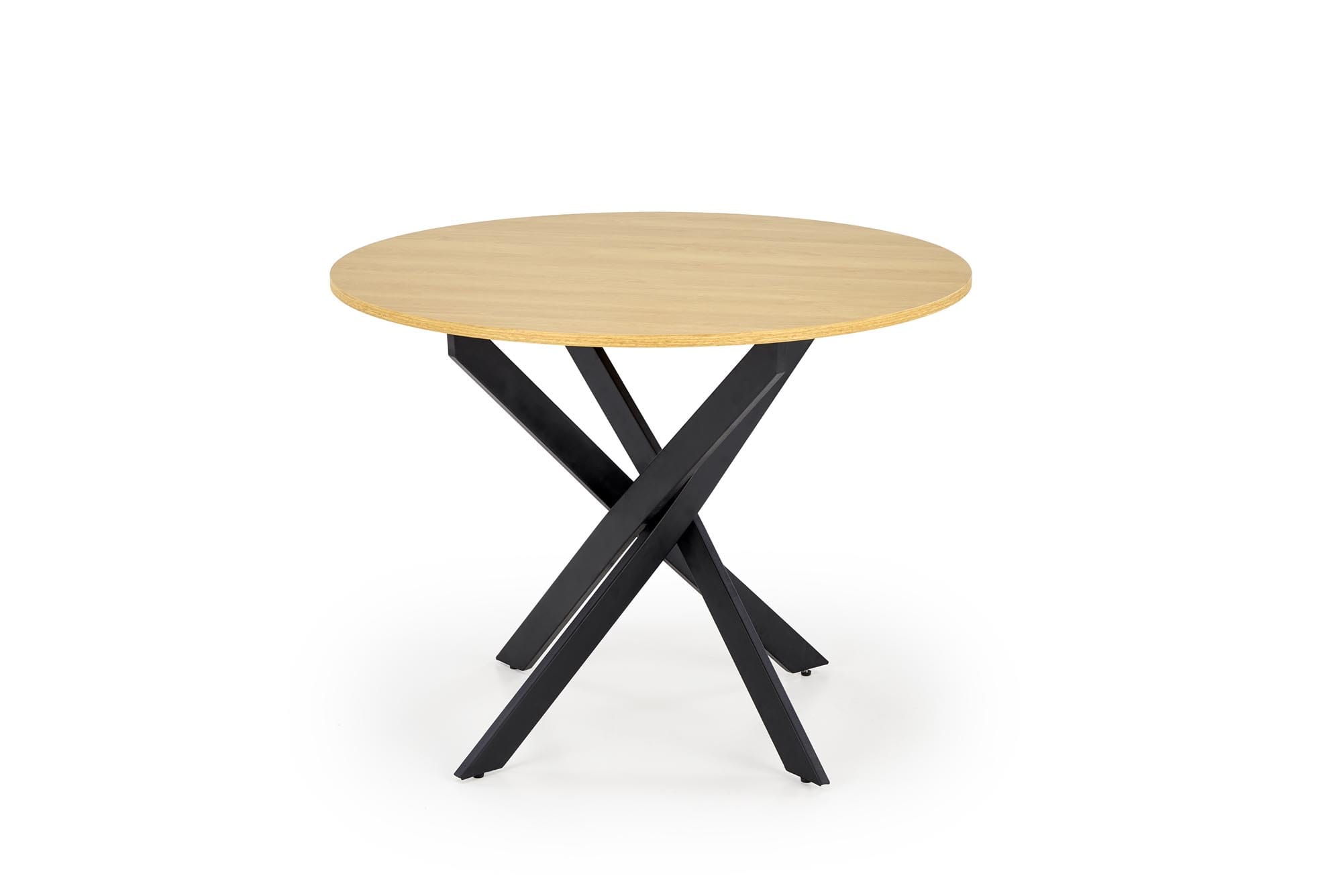 Masa rotunda Edgar, 100x100x76, stejar auriu/ negru - imagine 6