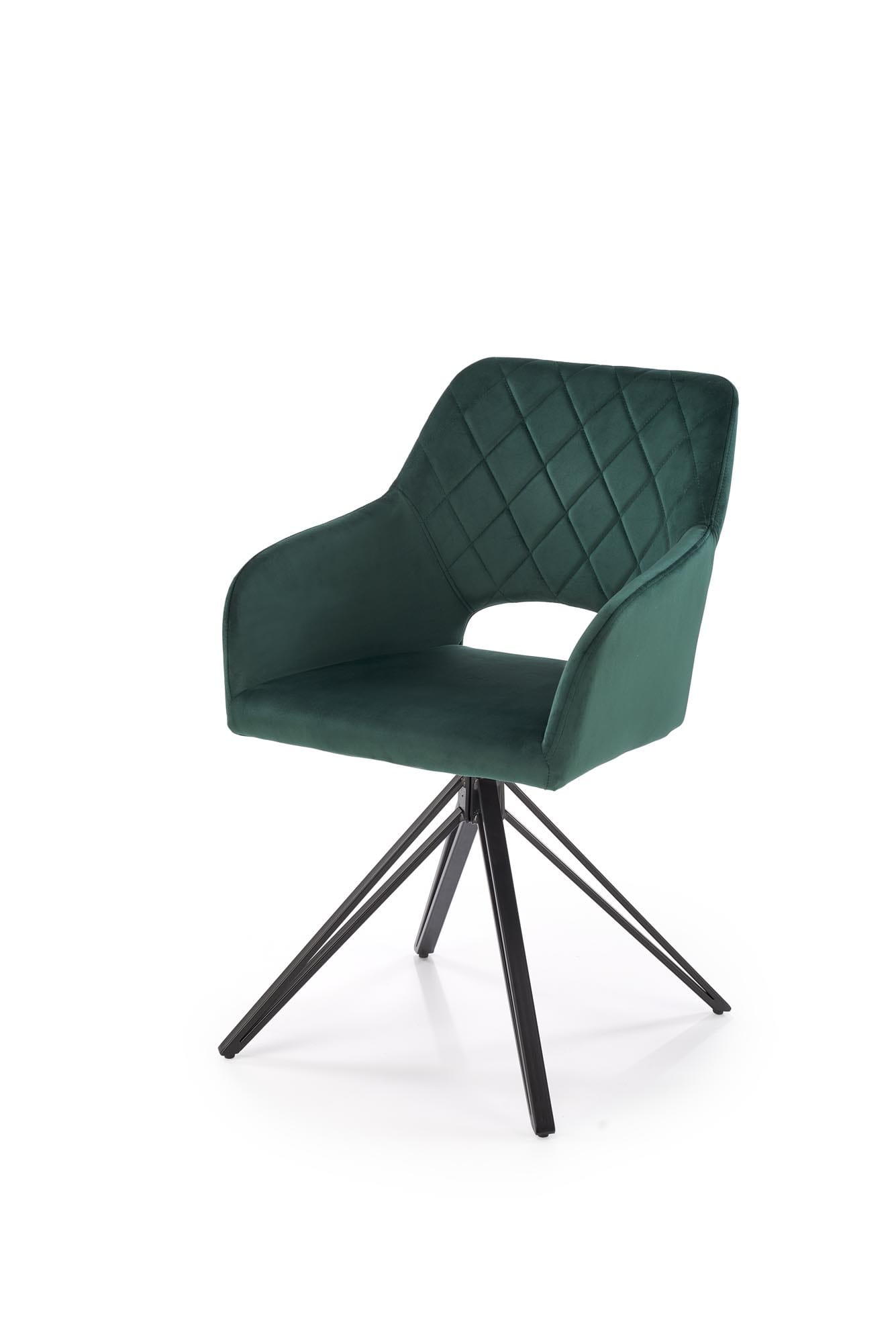 Scaun de sufragerie Bluvel К-535, 57x60x86, functie de rotatie 360, catifea verde inchis/negru - imagine 7