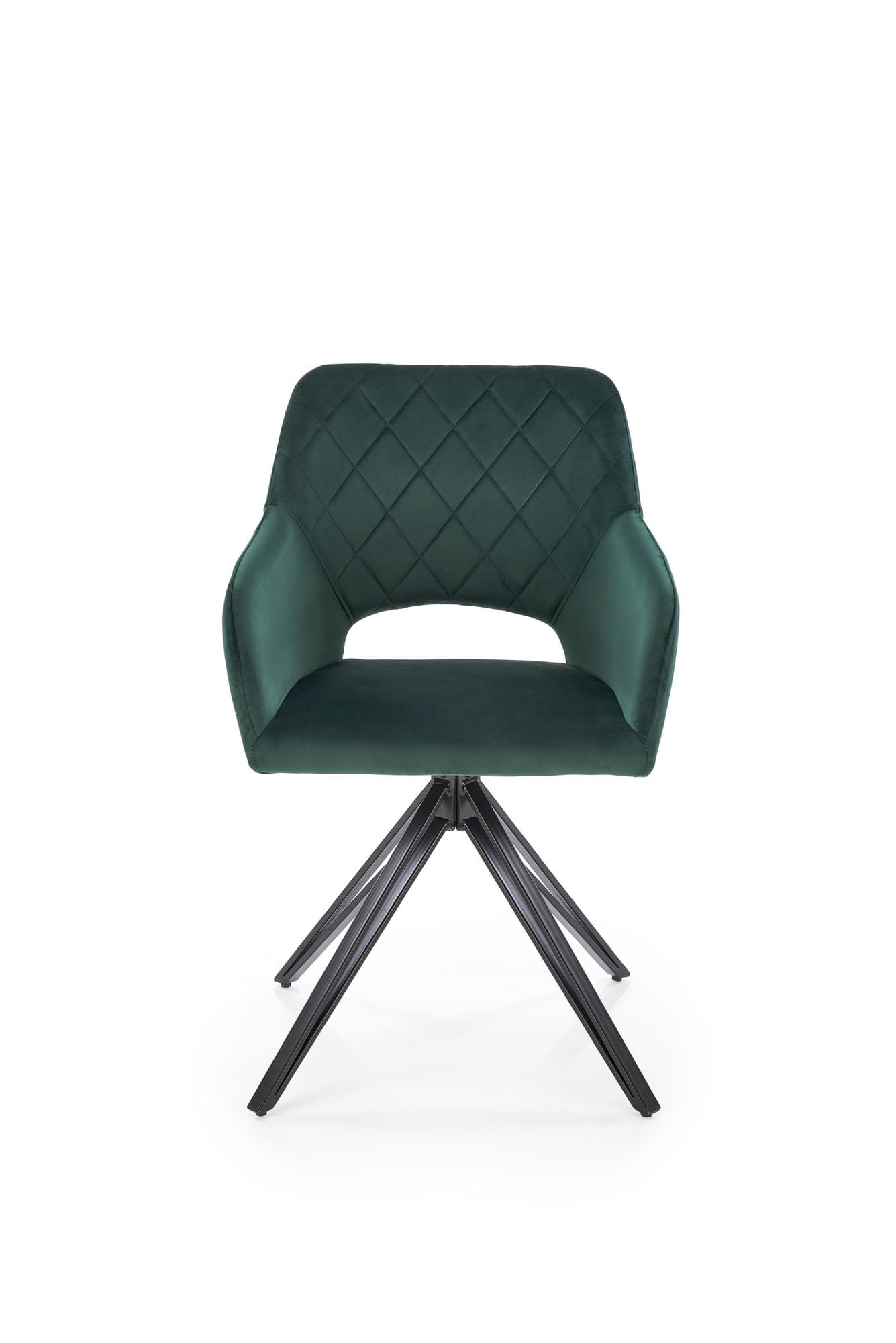 Scaun de sufragerie Bluvel К-535, 57x60x86, functie de rotatie 360, catifea verde inchis/negru - imagine 8