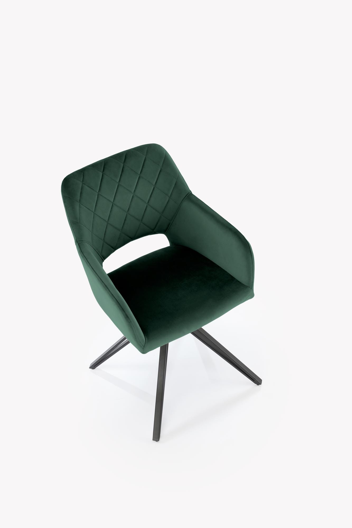 Scaun de sufragerie Bluvel К-535, 57x60x86, functie de rotatie 360, catifea verde inchis/negru - imagine 9