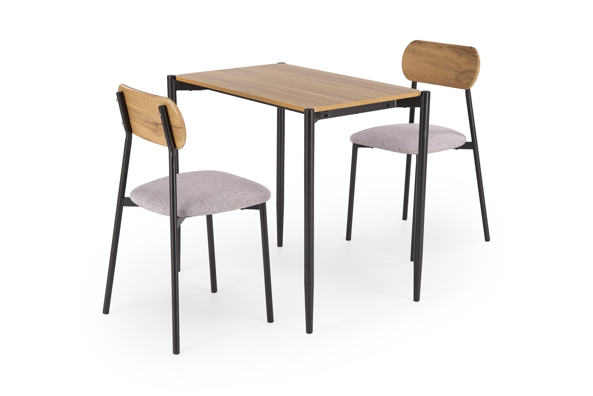 Set Nando, 84x54x76, masa cu 2 scaune, natural/ gri/ negru - imagine 17