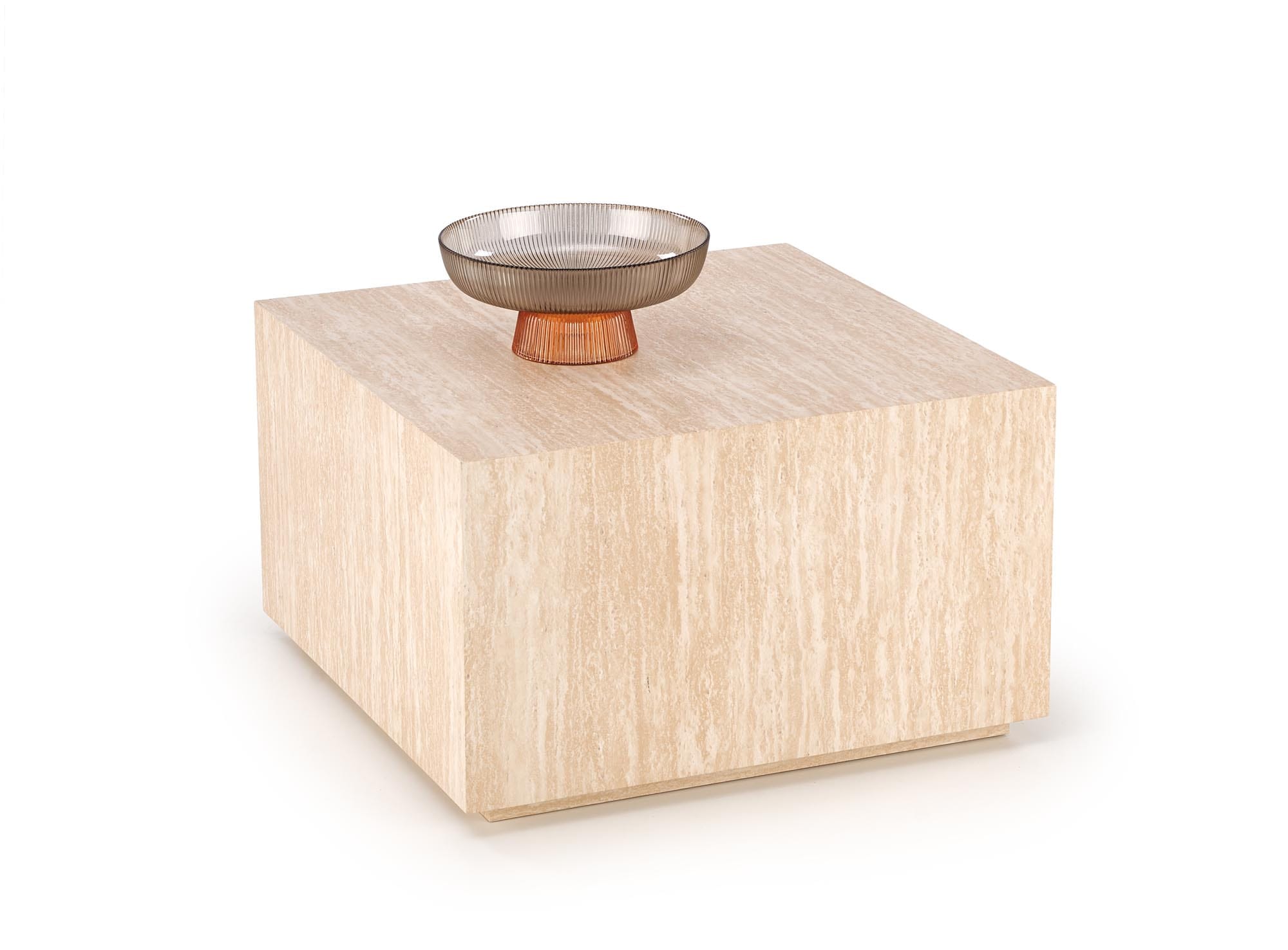 Masuta de cafea Travertino, 60x60x36, efect de piatra travertin