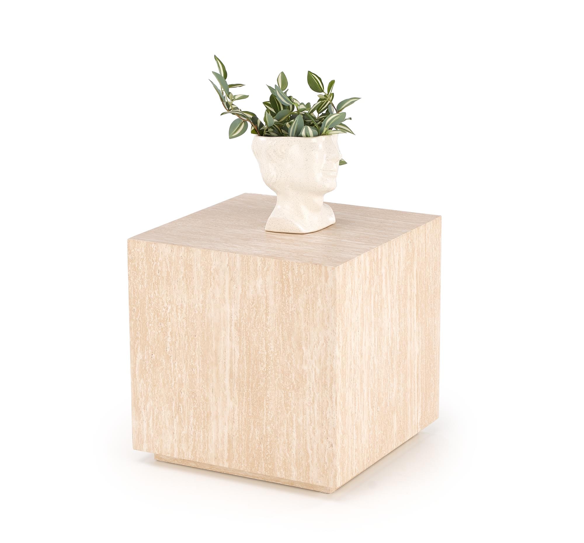 Masuta de cafea Travertino S, 45x45x45, efect de piatra travertin