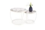Set 2 masute de cafea Ines rotunde, 50x62/ 43x47, marmura bej/ alb