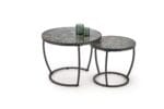 Set 2 masute de cafea Ines rotunde, 62x50/ 47x43, marmura verde/ negru