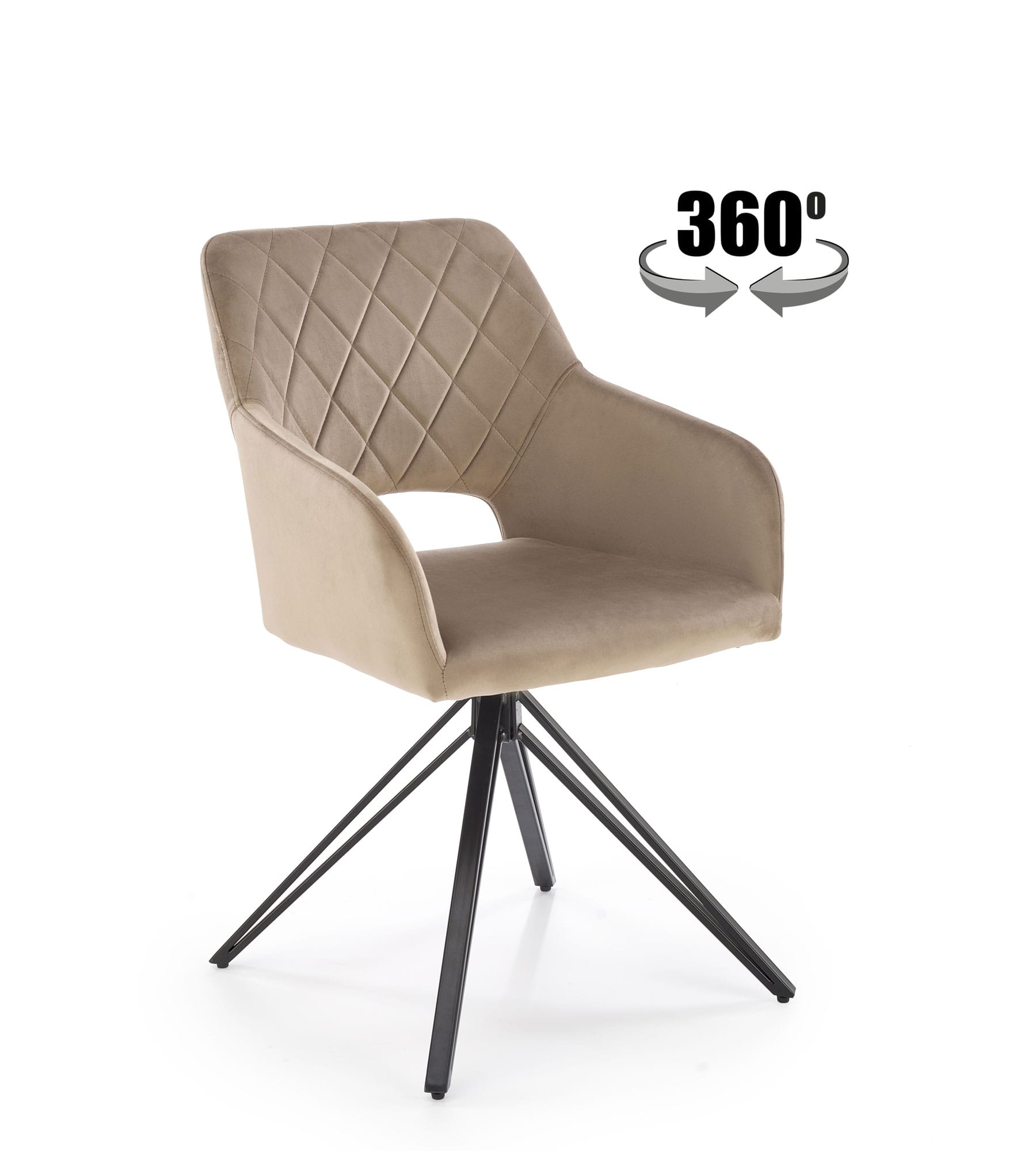 Scaun de sufragerie К-535, 57x60x86, functie de rotatie 360, bej/ negru