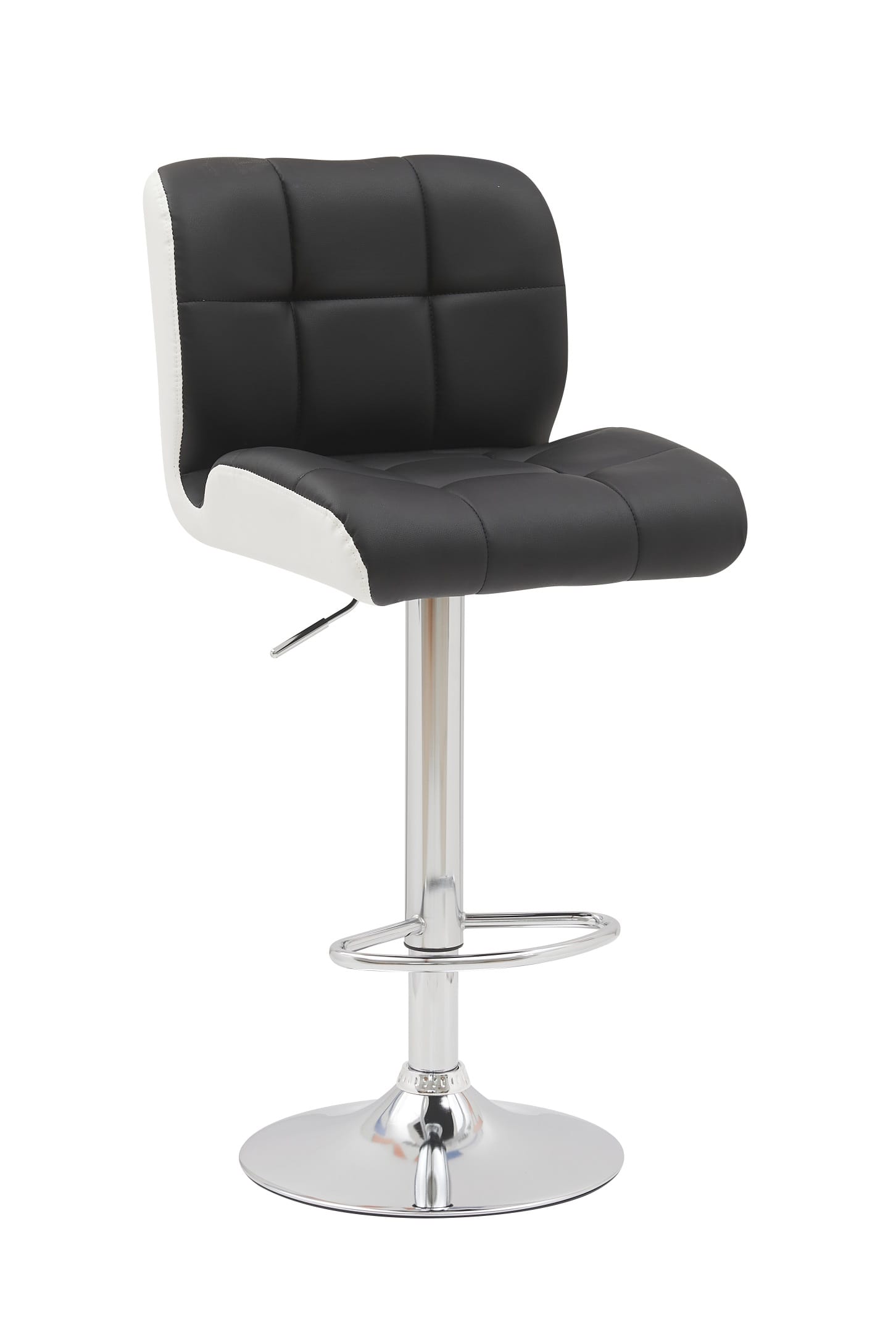 Scaun de bar N 128, 46x50x87, alb/ negru/ crom