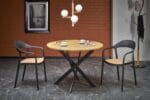 Masa rotunda Edgar, 100x100x76, stejar auriu/ negru