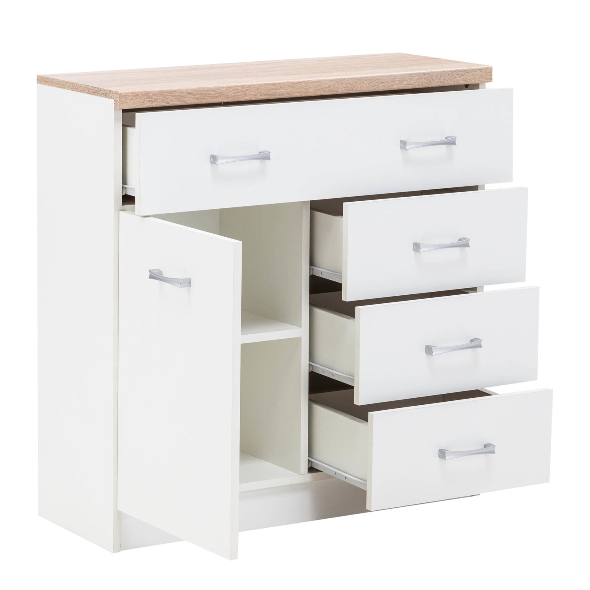 Comoda Top Mix Kom 1D4S, 80x33x85, alb/stejar sonoma - imagine 2
