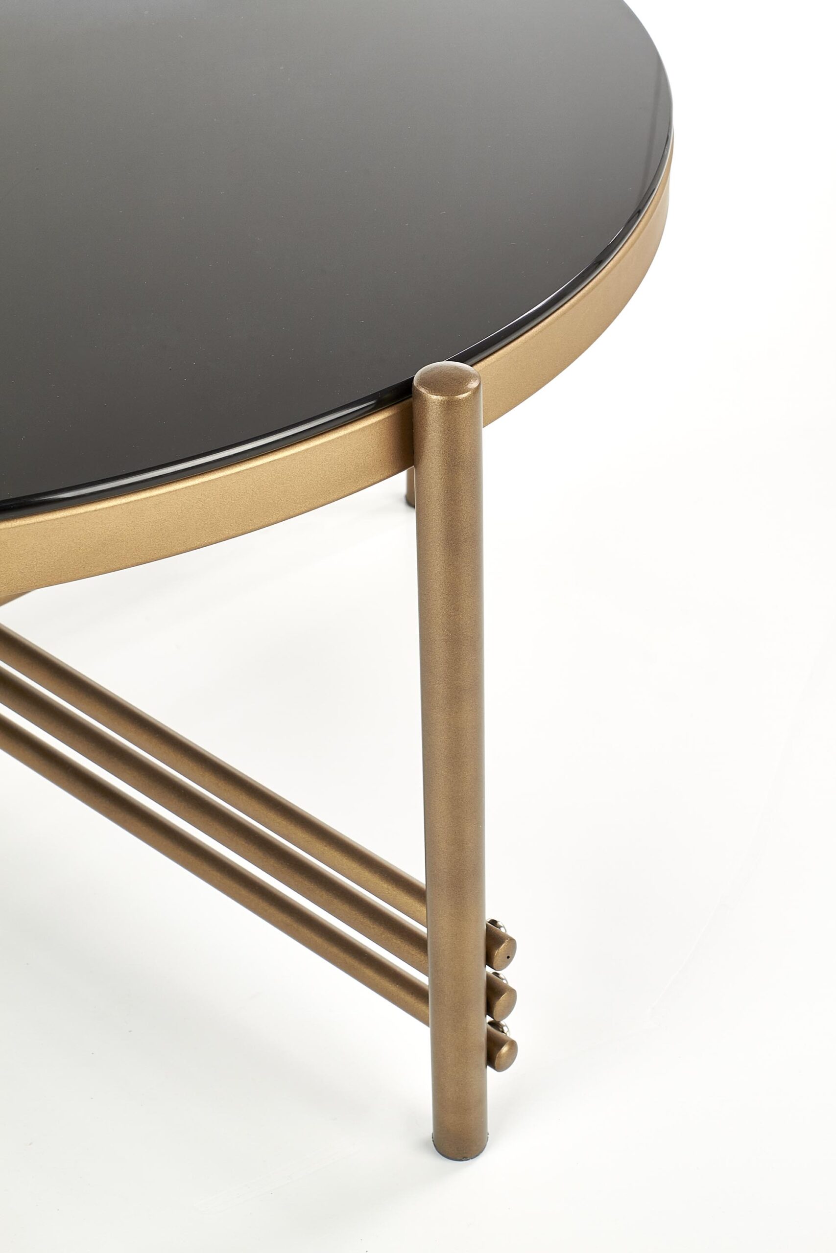 Masuta de cafea Ismena rotunda, 80x41, sticla neagra/ auriu - imagine 3