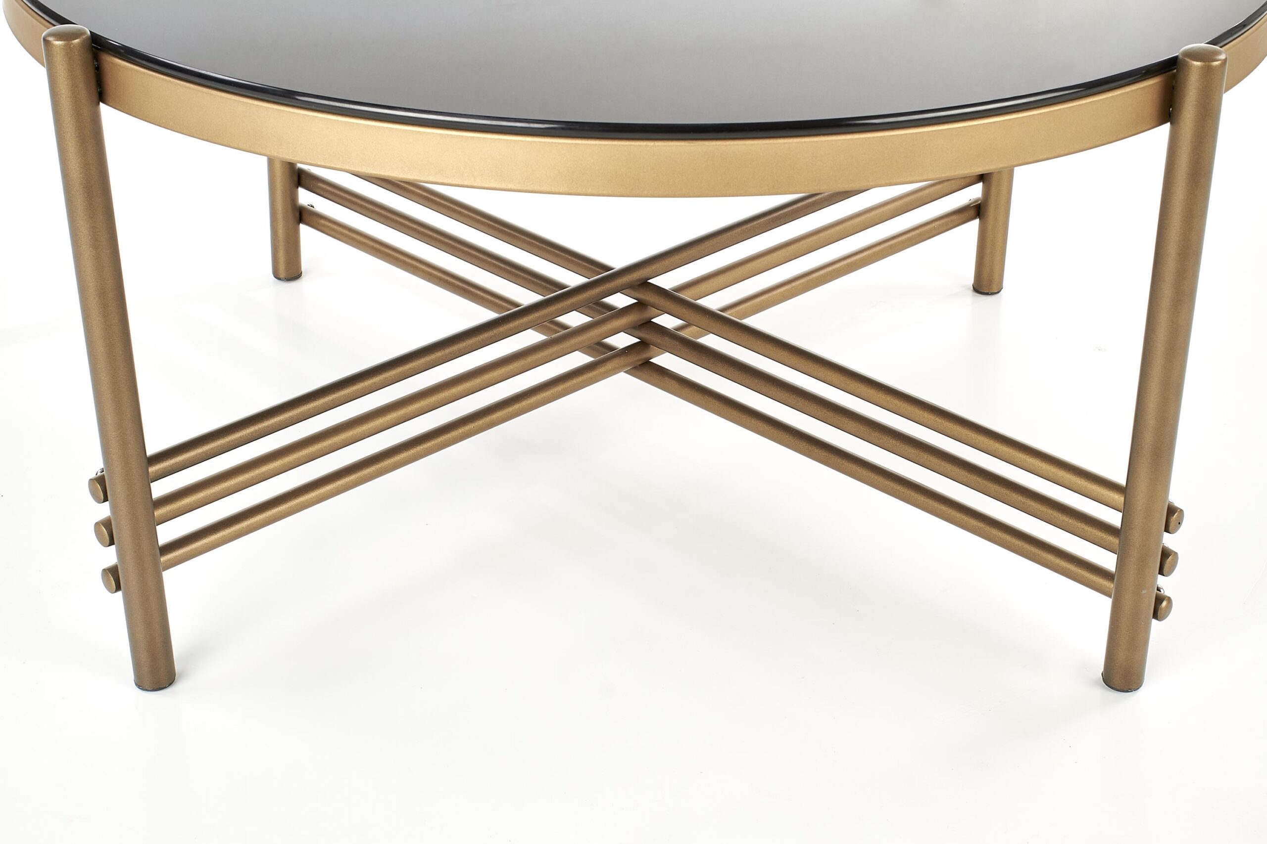 Masuta de cafea Ismena rotunda, 80x41, sticla neagra/ auriu - imagine 4