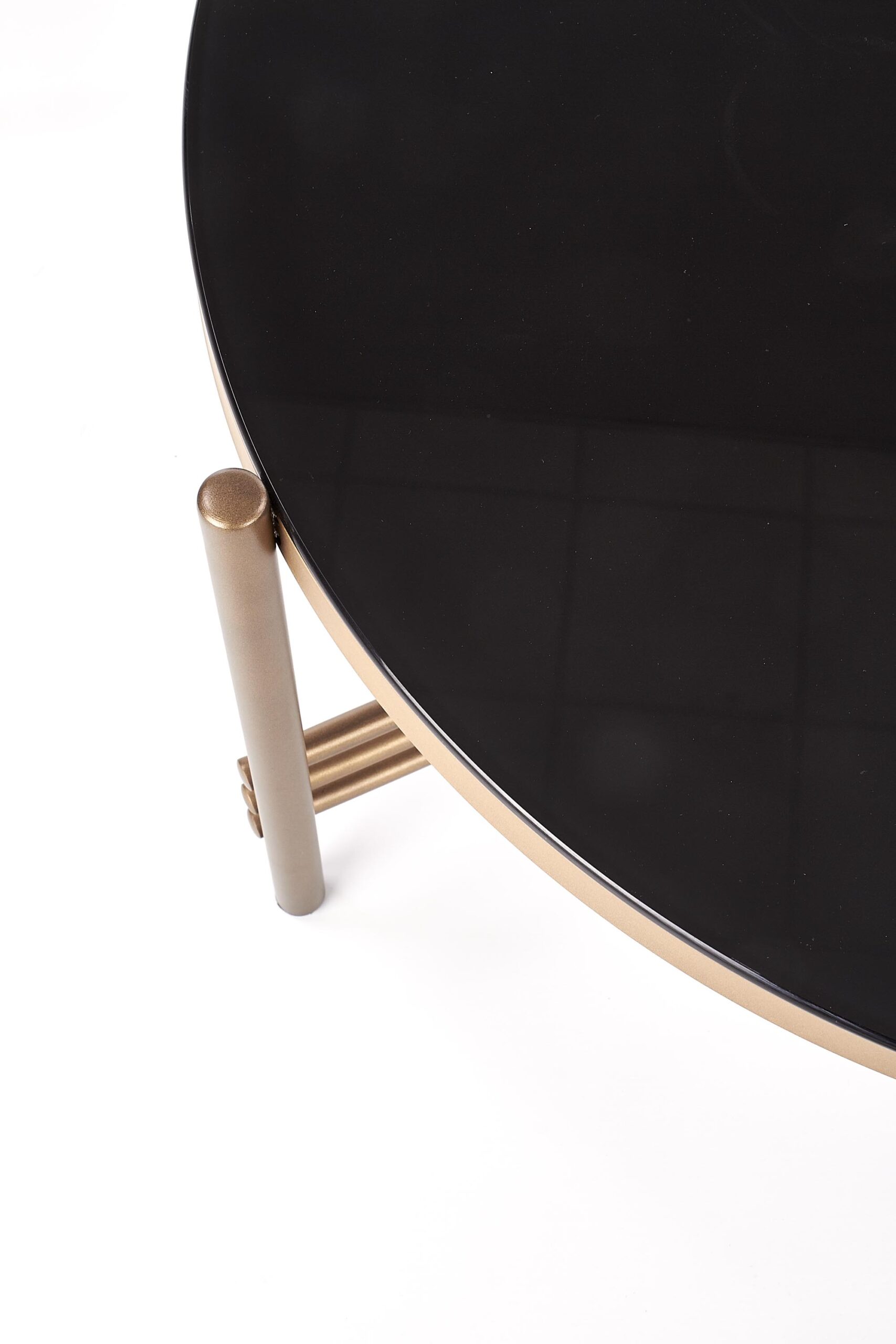 Masuta de cafea Ismena rotunda, 80x41, sticla neagra/ auriu - imagine 5