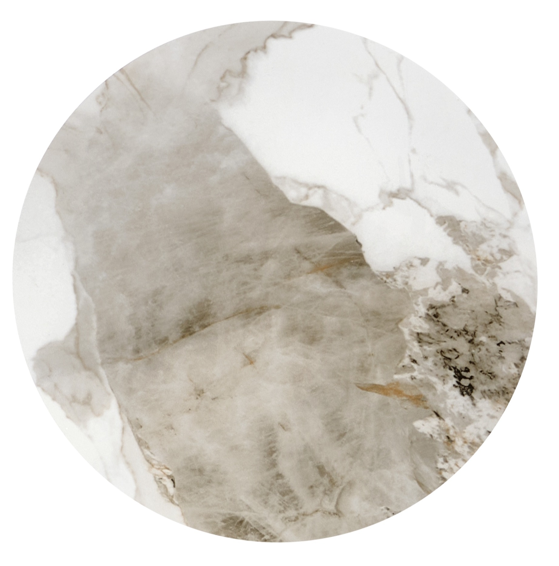 Masuta de cafea Cecilia S rotunda, 45x48, marmura alba/ gri/ auriu - imagine 2