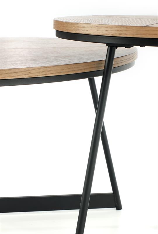 Masuta de cafea Karida rotunda, 80x50, stejar natural/ negru - imagine 11