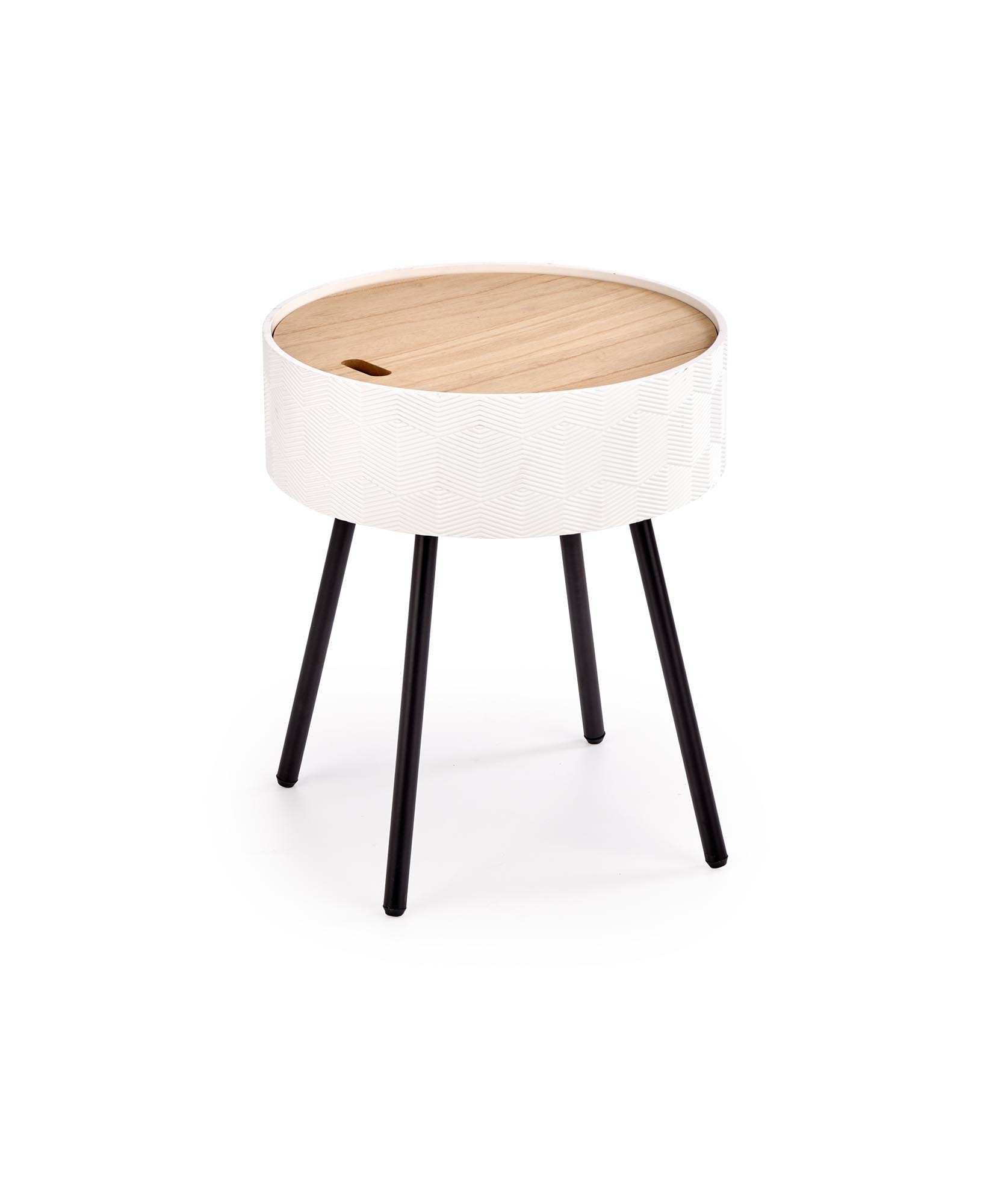 Masuta de cafea Aura rotunda, 38x45, natural/ alb/ negru - imagine 2