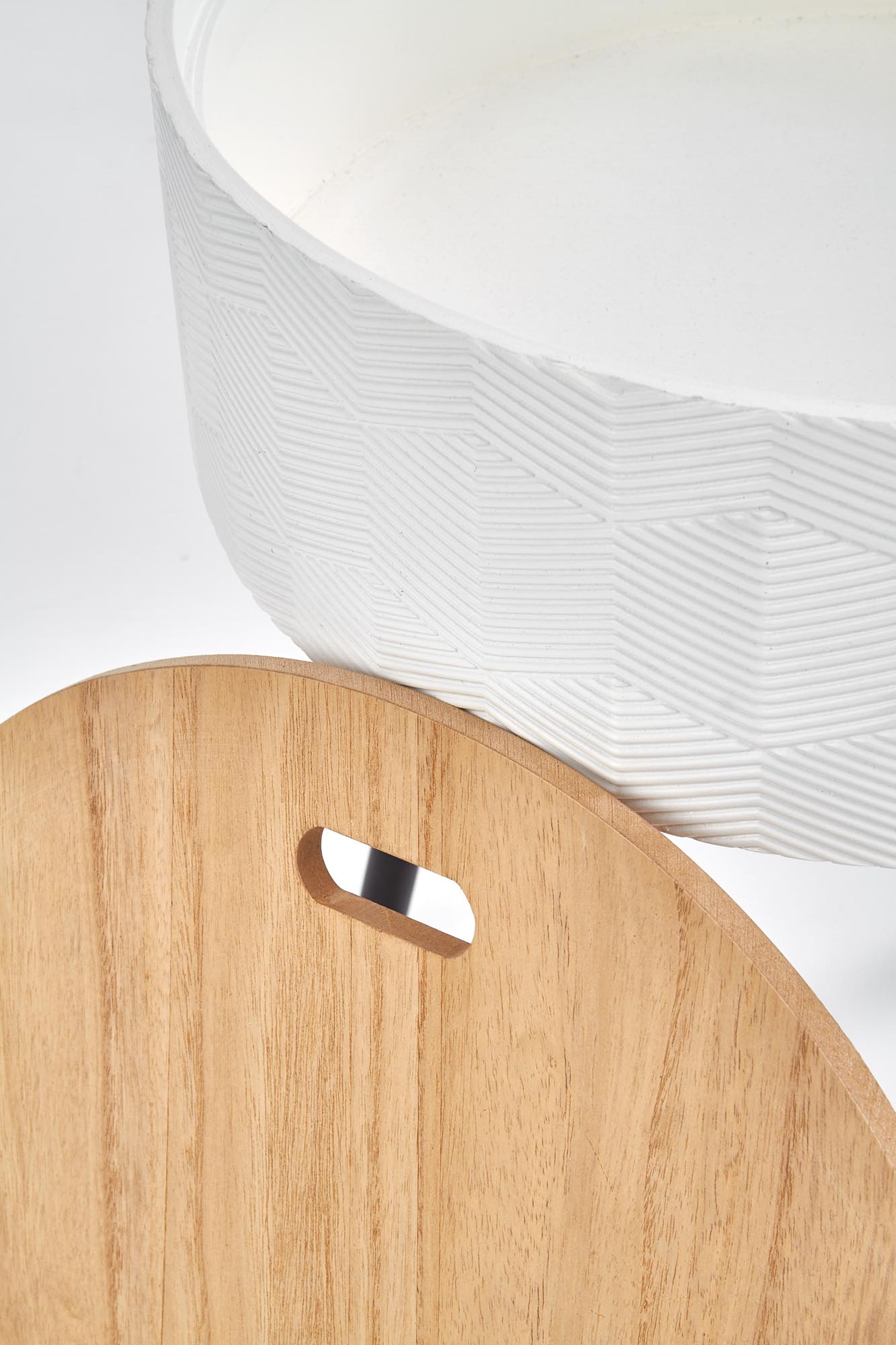 Masuta de cafea Aura rotunda, 38x45, natural/ alb/ negru - imagine 4
