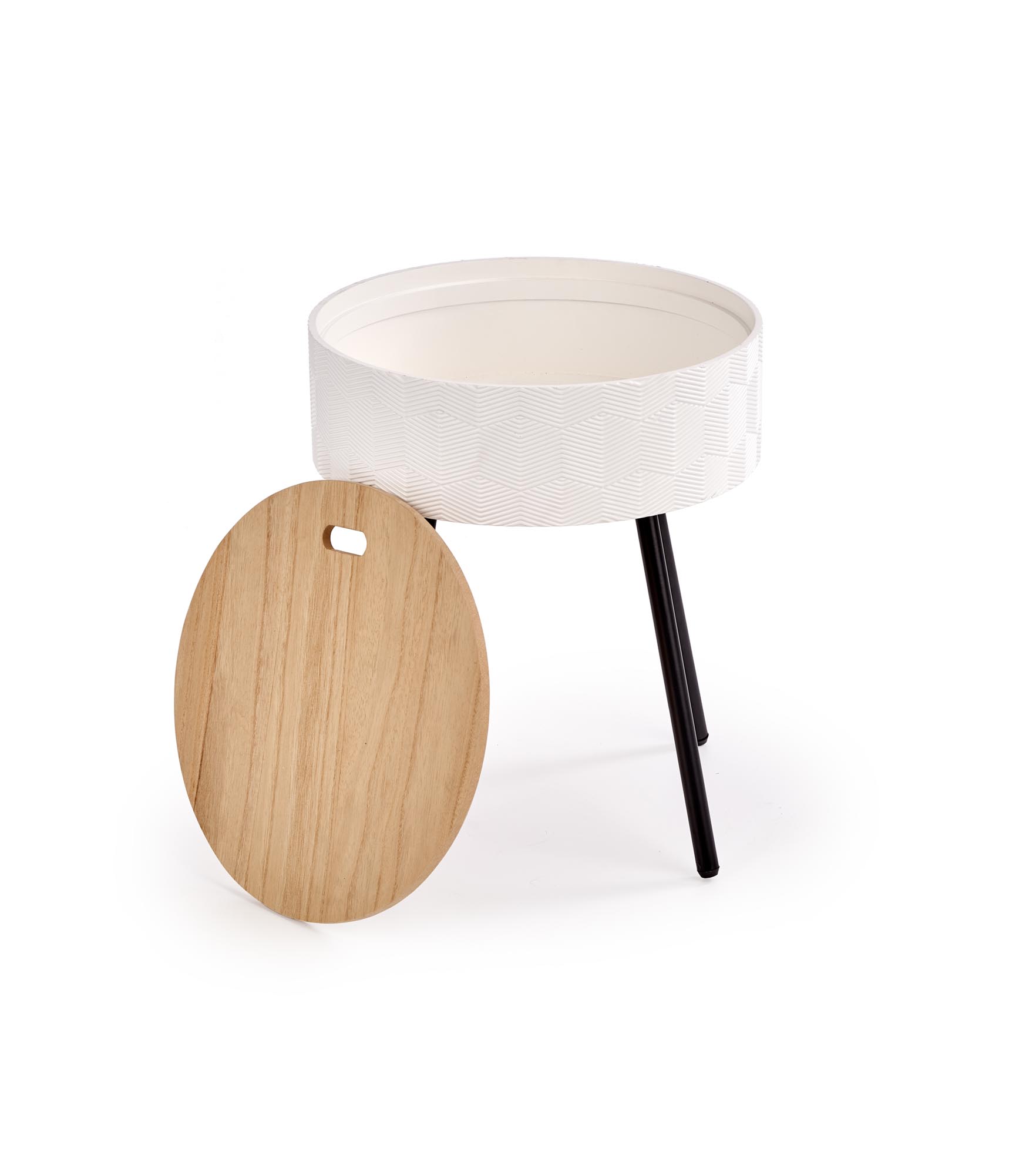 Masuta de cafea Aura rotunda, 38x45, natural/ alb/ negru - imagine 8