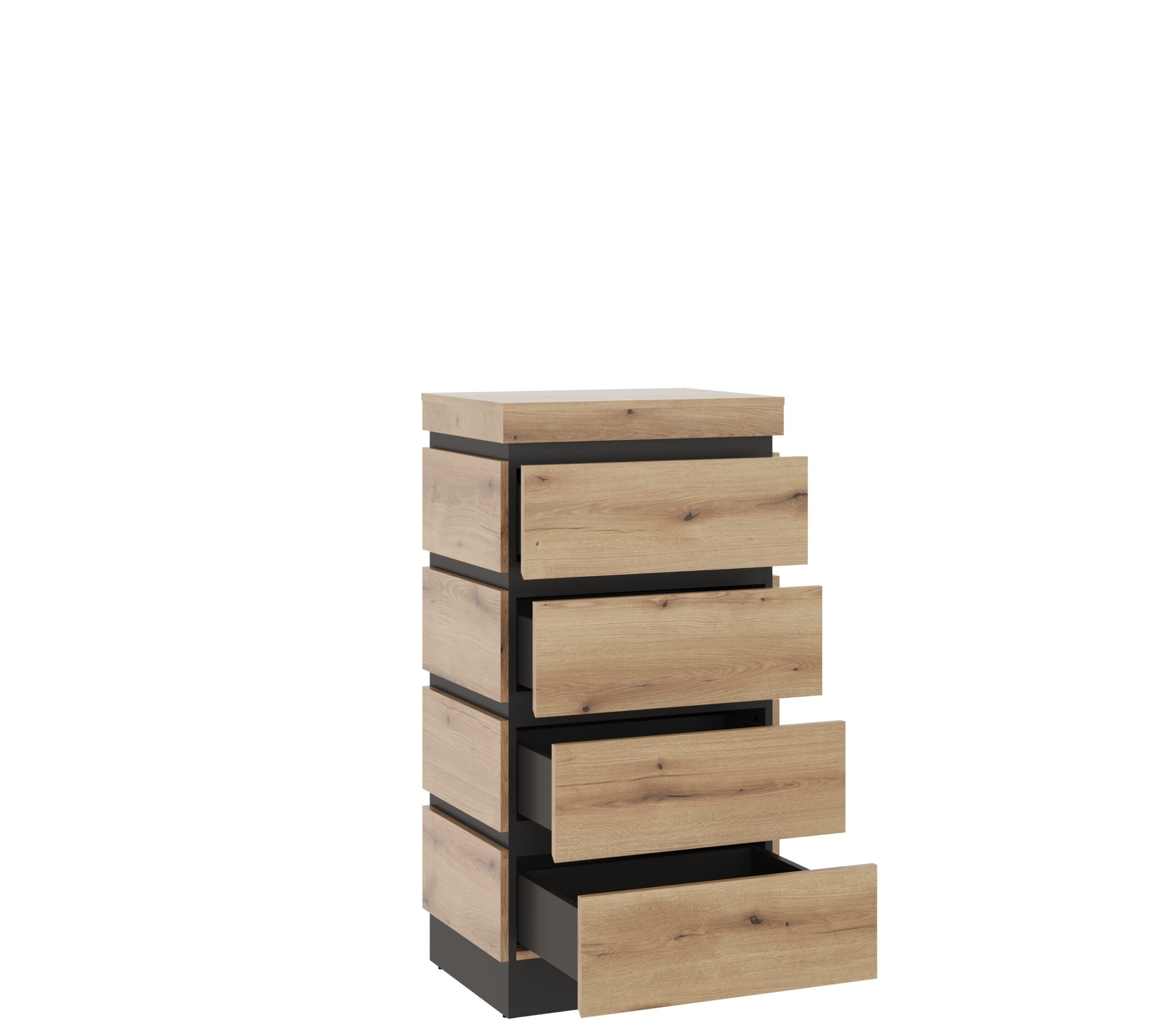 Comoda Corte CORK03, 60x45x117, stejar nisipiu/ gri - imagine 2