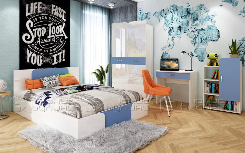 set-dormitor-copii-flex-albastru