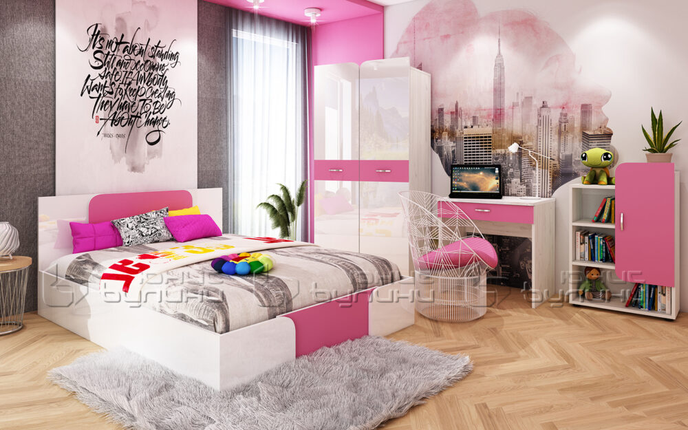 set-dormitor-copii-flex-coral