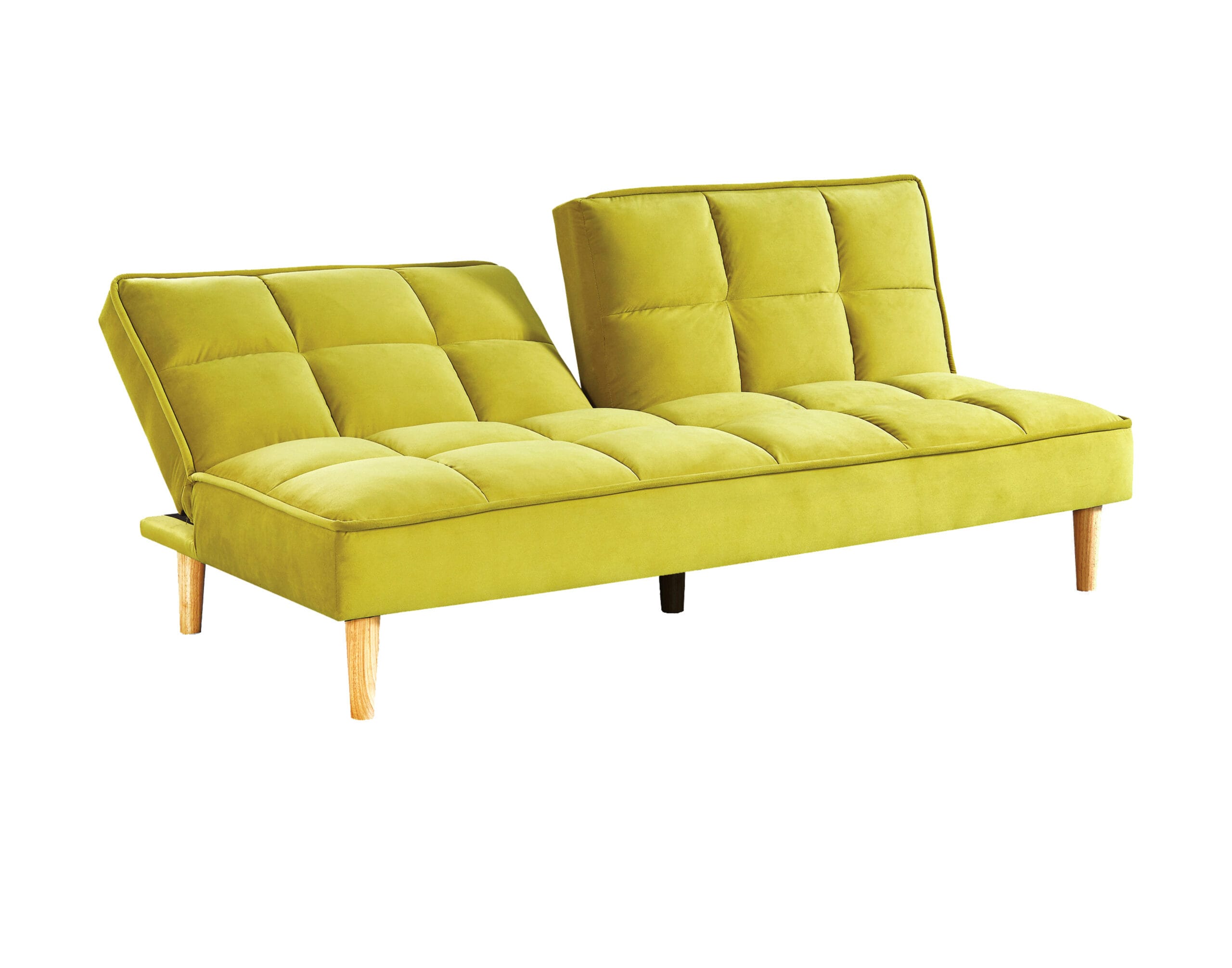 Canapea extensibila Grino, 182x81x82, galben-verzui/ natur - imagine 2