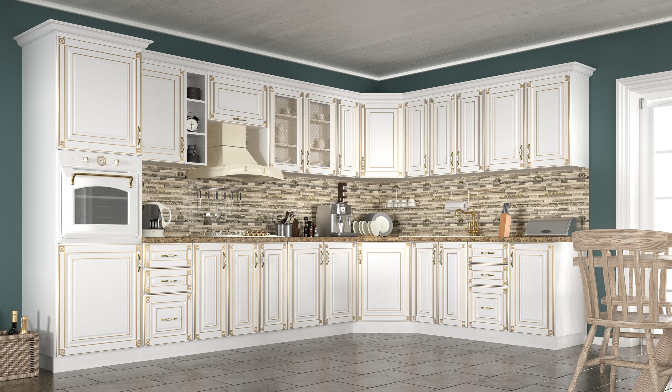 Corp superior hota Imperia 60B, 60x36, alb/ patina aurie - imagine 2