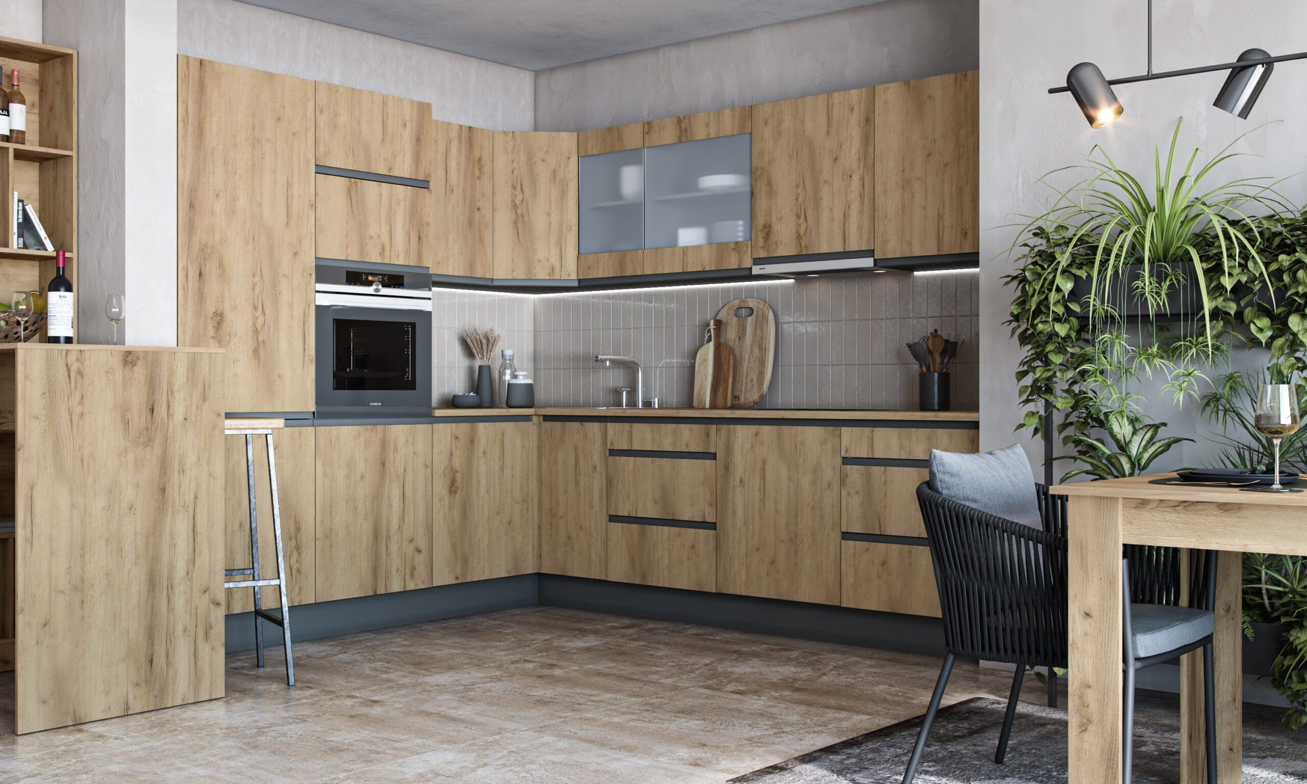 Corp superior de colt Lusil B 60x72, craft stejar auriu/grafit - imagine 3
