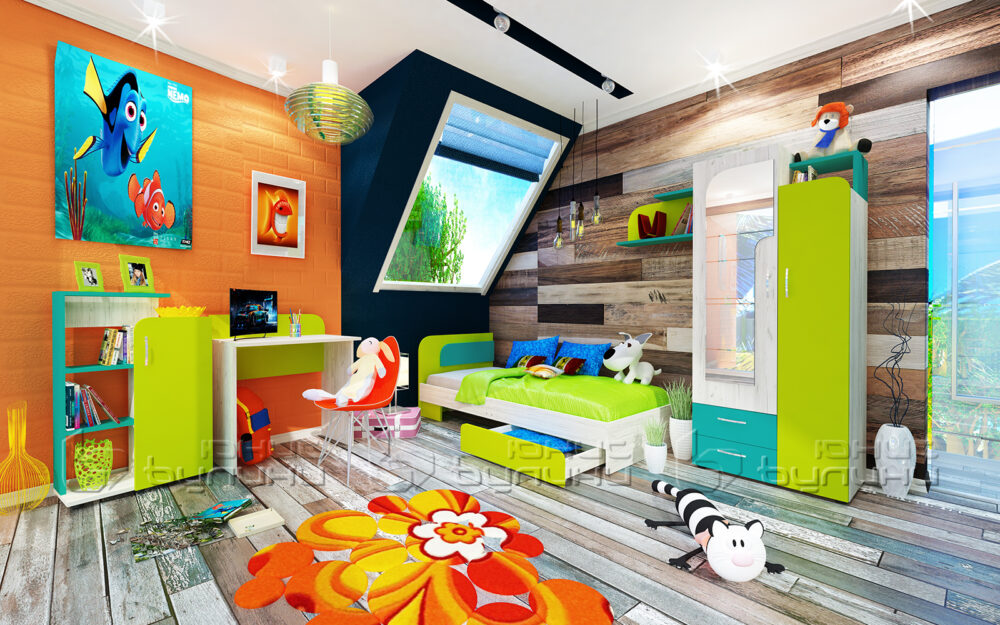 set-dormitor-copii-nemo-verde