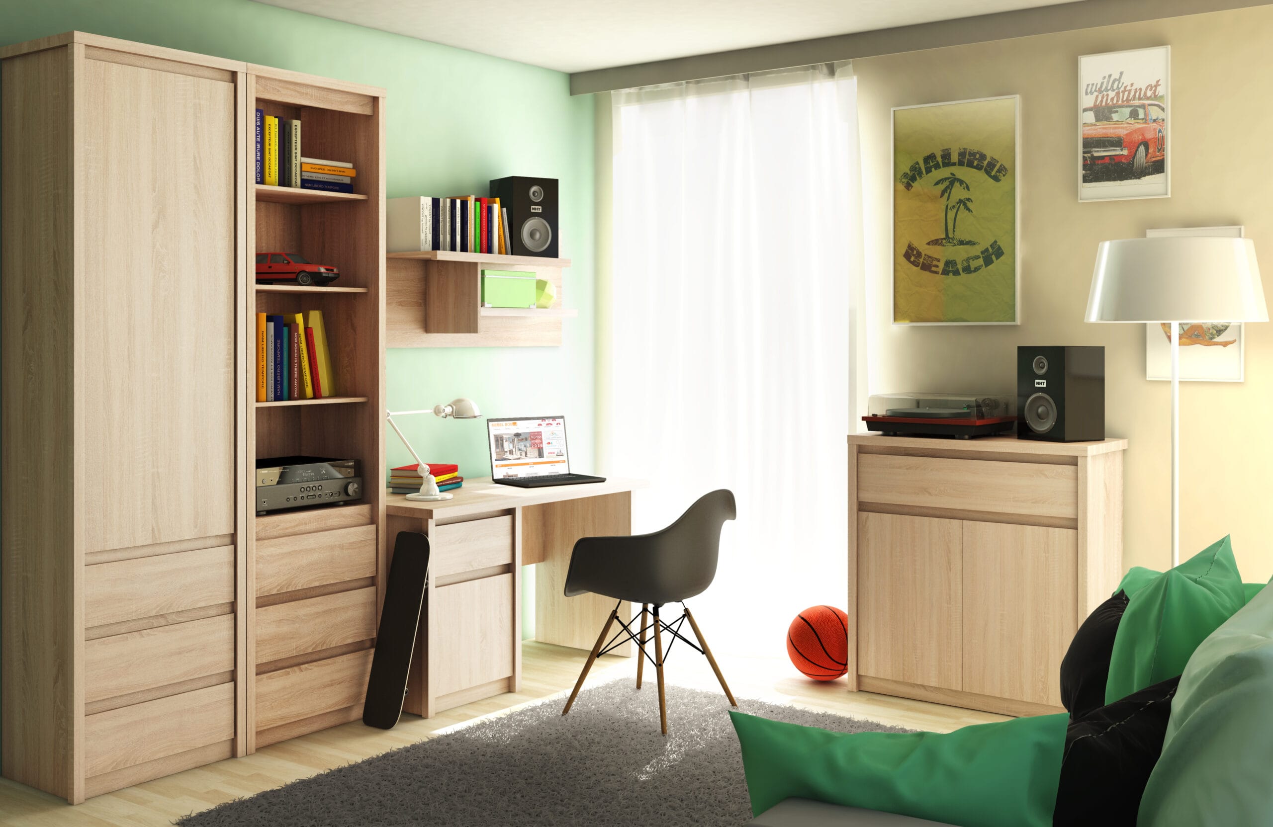 Comoda Norton Kom 2D1S, 87x40x91.5, stejar sonoma - imagine 4
