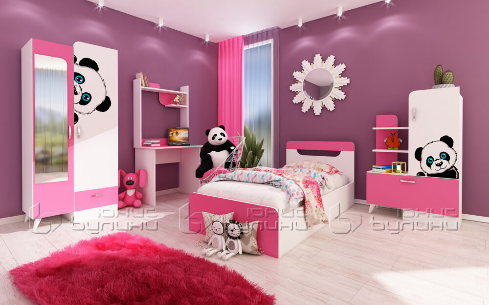 set-dormitor-copii-panda-roz