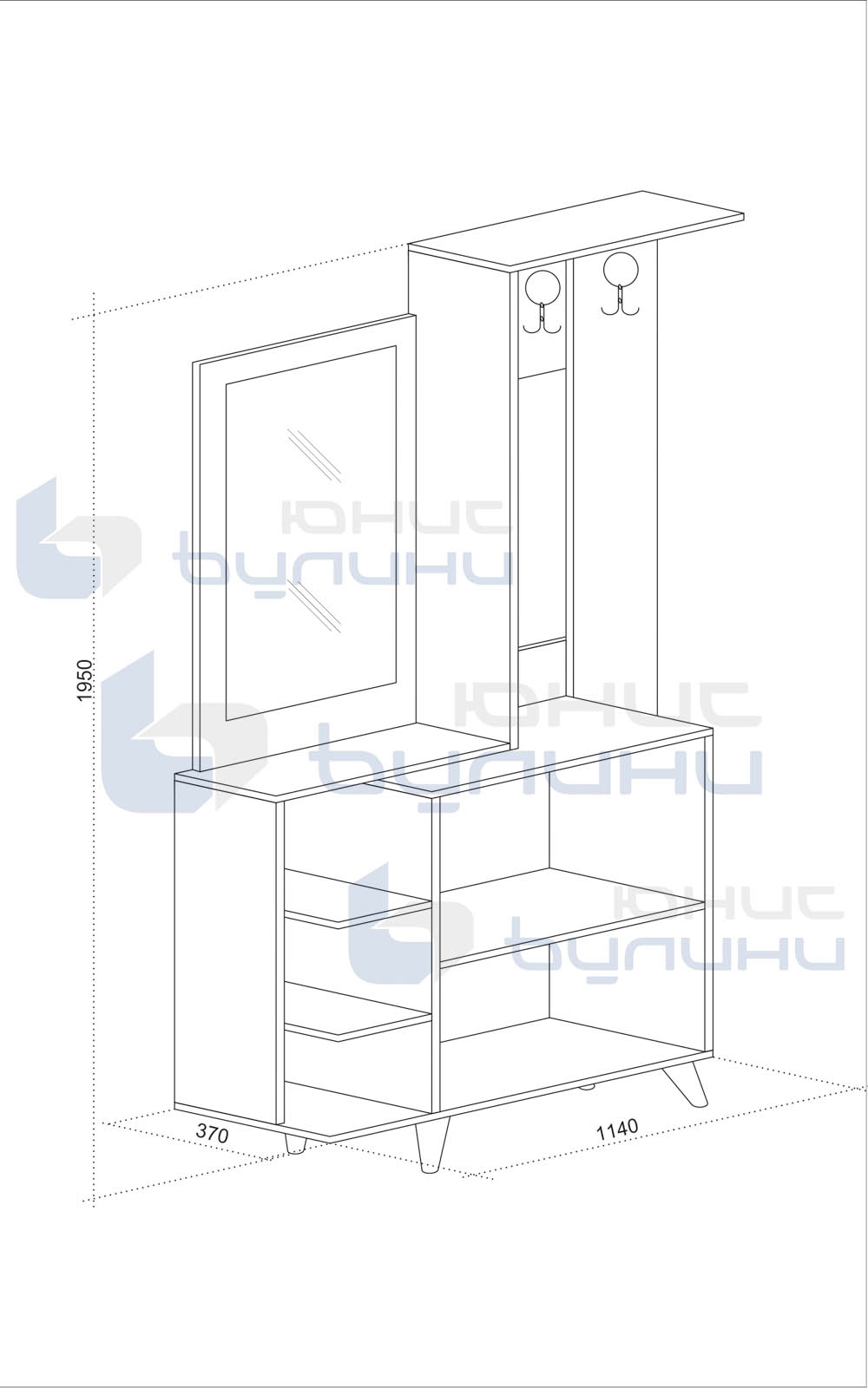 Cuier Sprint, 114x37x195, stejar kansas/ negru - imagine 3