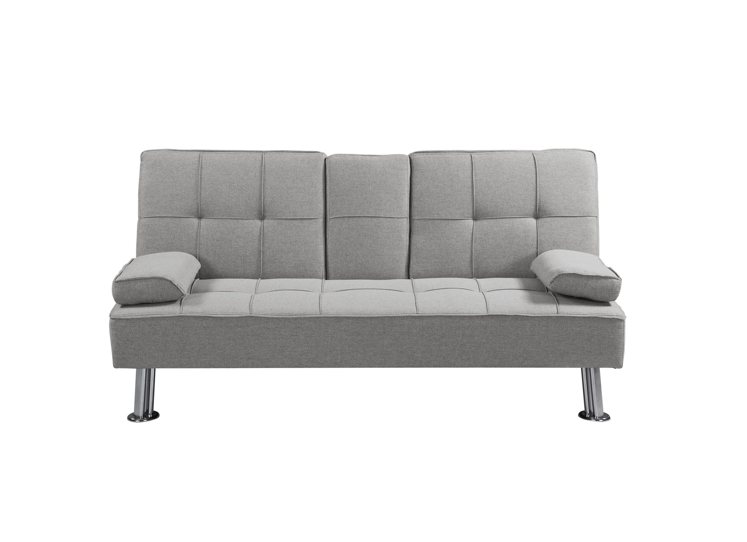 Canapea extensibila Viena cu 2 locuri, 168x78x77, gri/ crom - imagine 2