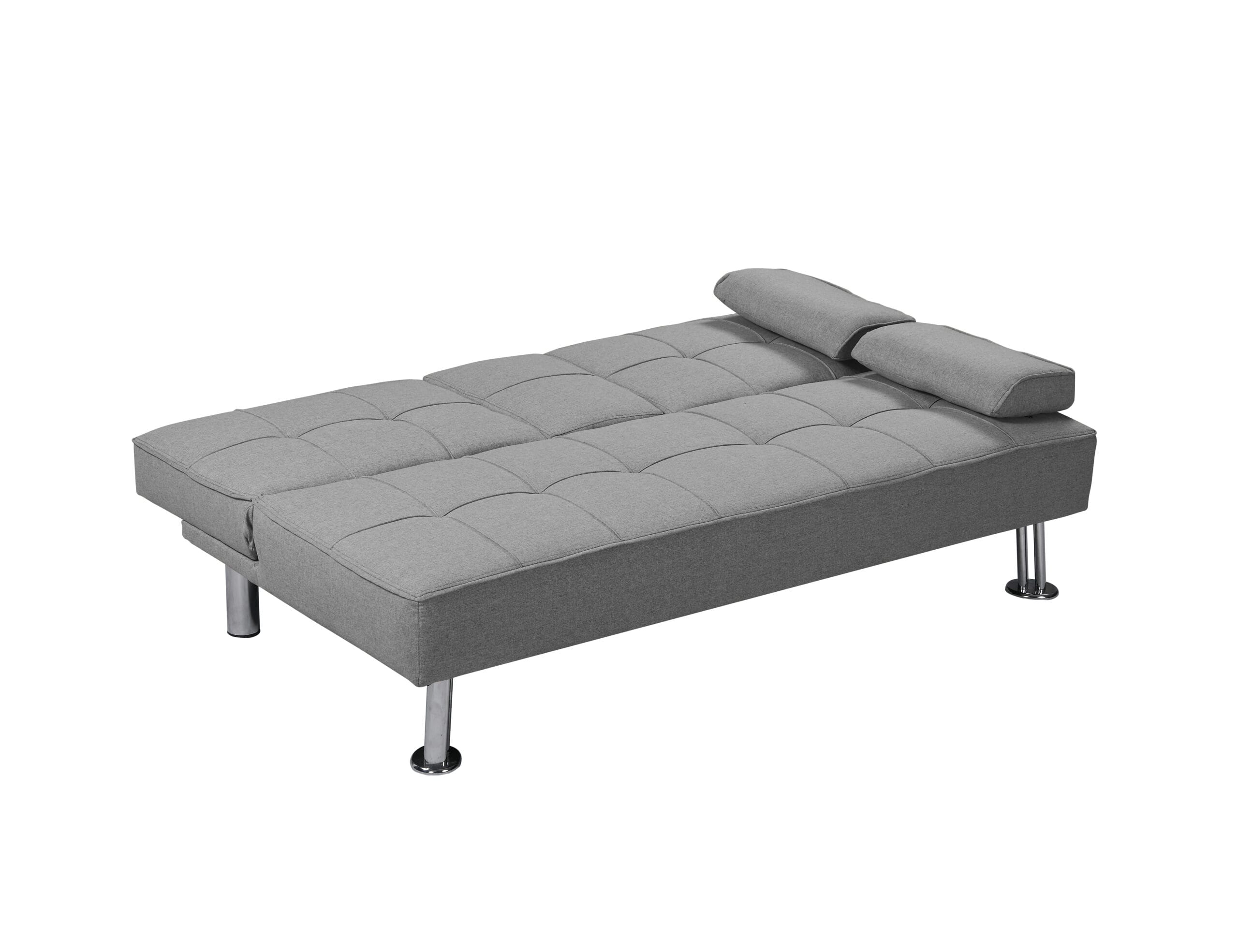 Canapea extensibila Viena cu 2 locuri, 168x78x77, gri/ crom - imagine 3