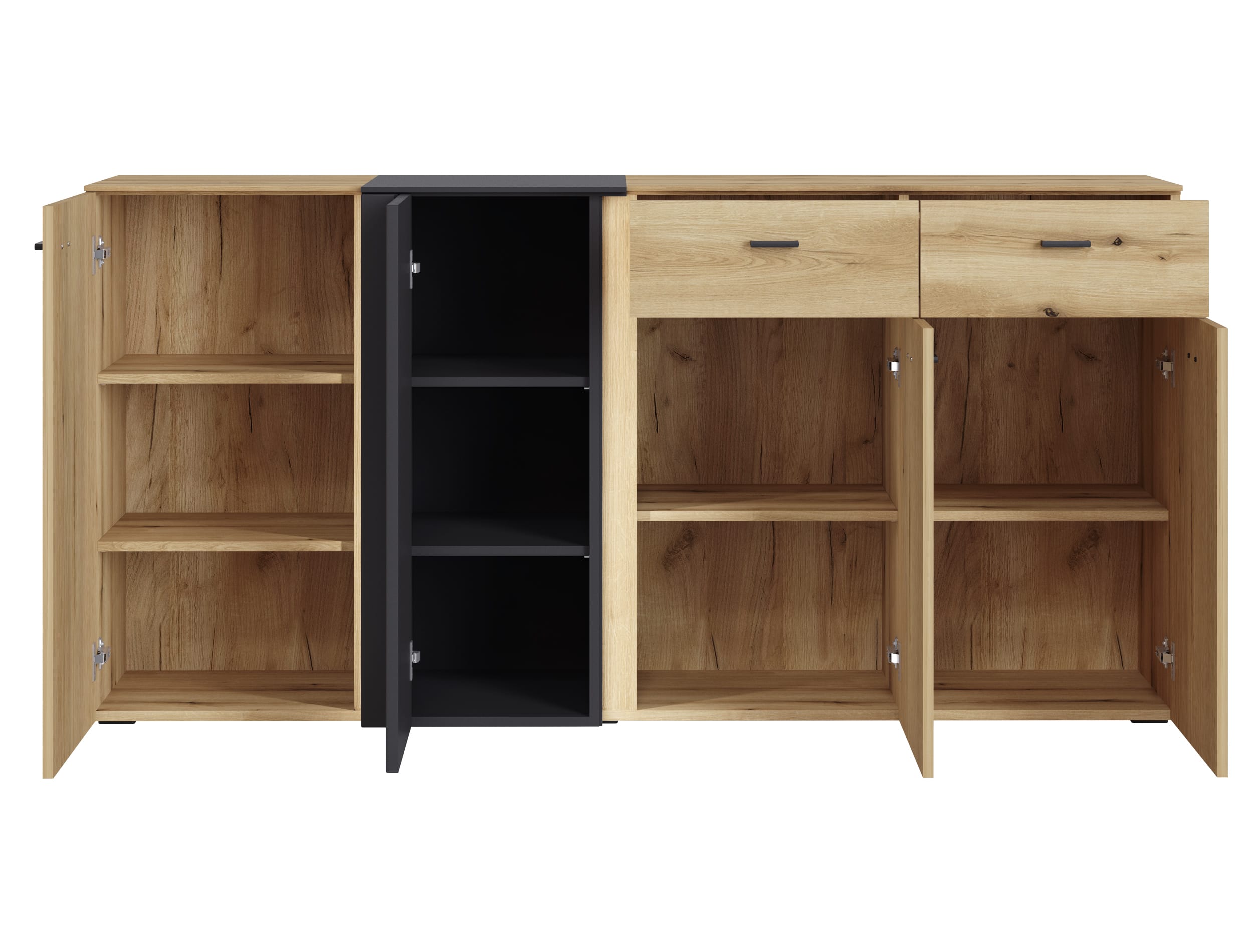 Comoda Verdana SNNK01, 177.9x44.8x88, stejar nisipiu/gri inchis - imagine 3