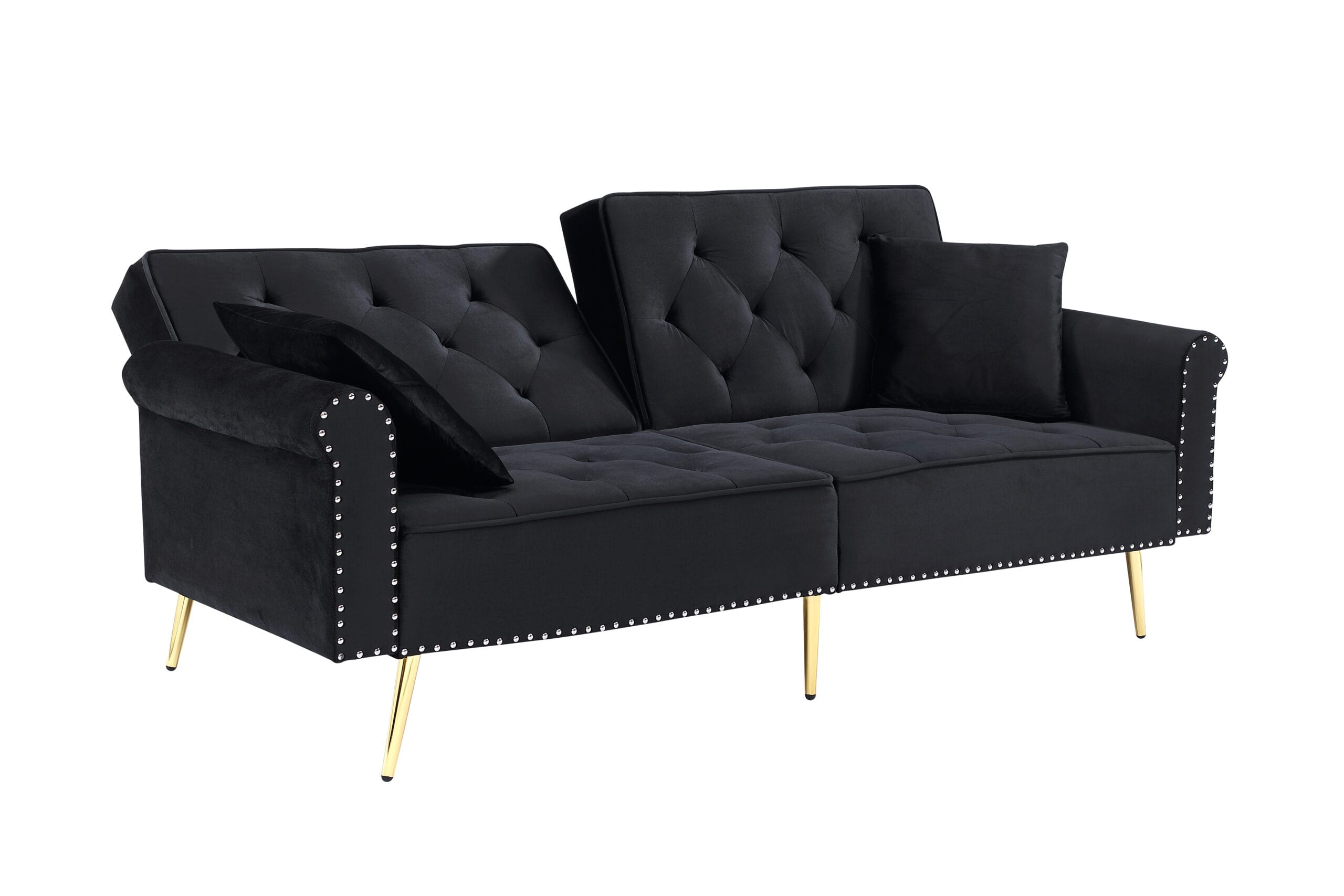 Canapea extensibila Boris 2 locuri, 195x103x43, negru/auriu - imagine 3
