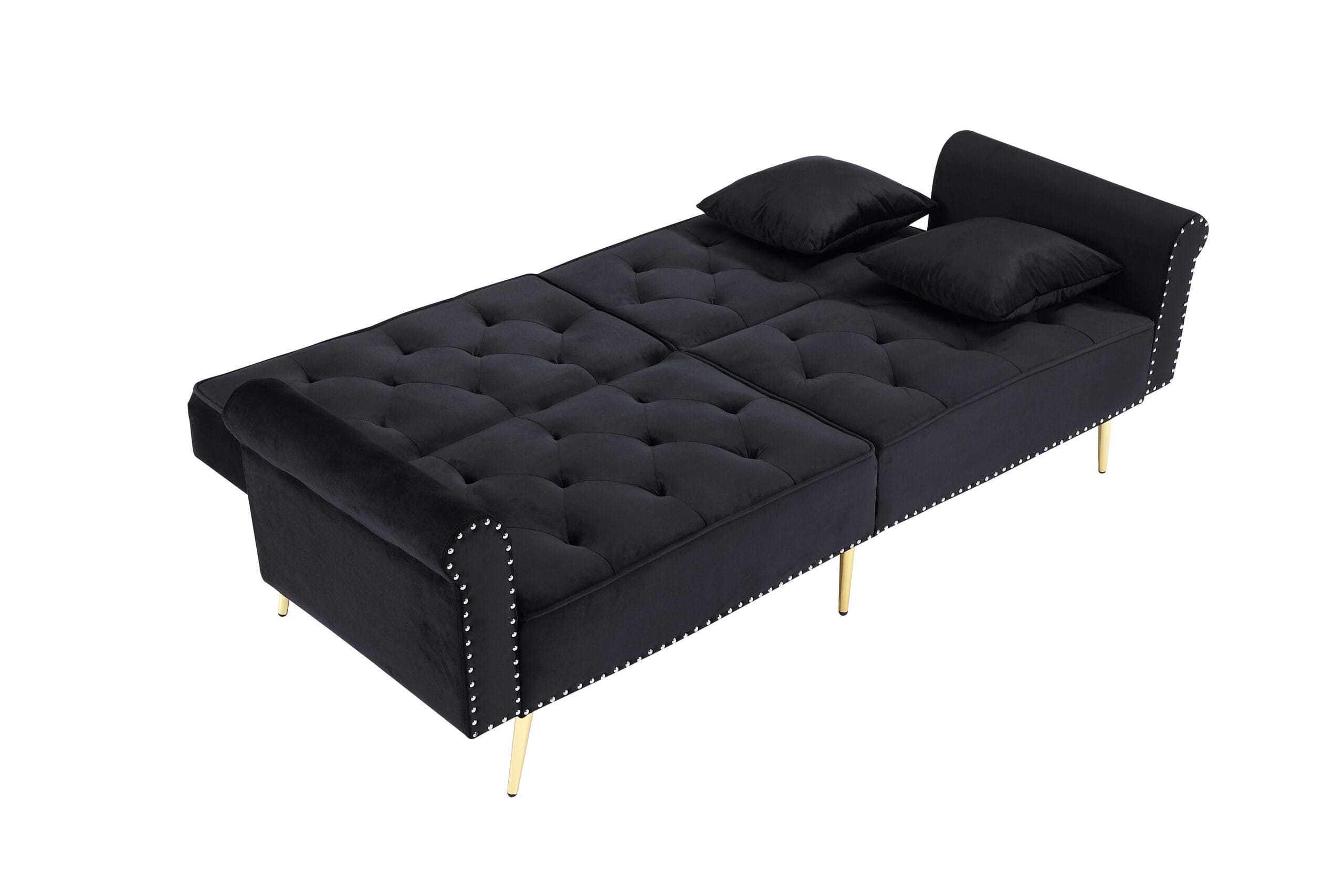 Canapea extensibila Boris 2 locuri, 195x103x43, negru/auriu - imagine 2