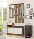 Cuier cu oglinda Orion, 99.8x27.5x187, stejar baroc/ alb mat