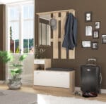 Cuier cu oglinda Orion, 99.8x27.5x187, stejar sonoma/ alb mat