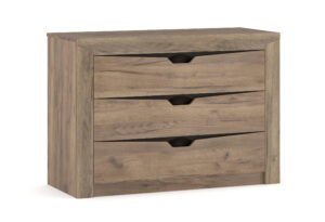 Comoda Sofia, 107x45x76, 3 sertare, stejar tobacco/wenge