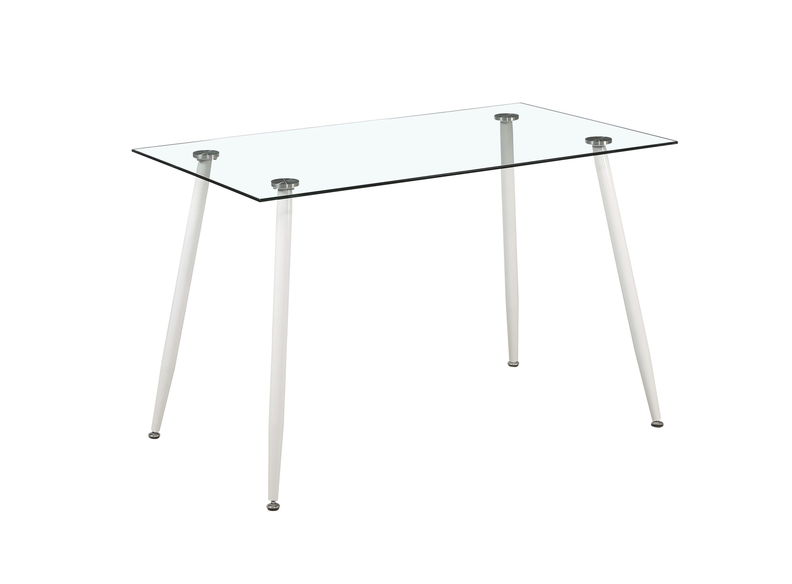Masa Hans White, 120x70x76, sticla transparenta/ alb