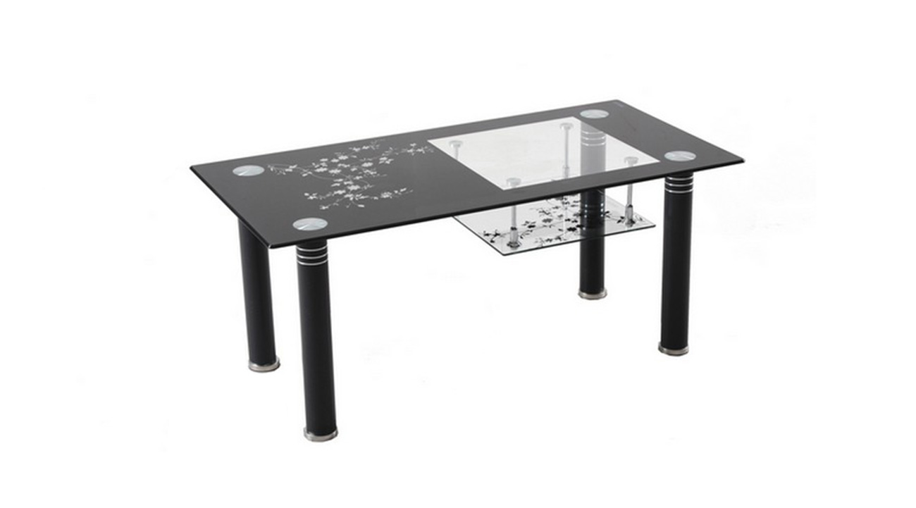 Masut de cafea Anna, 100x50x43, sticla neagra decor/ negru