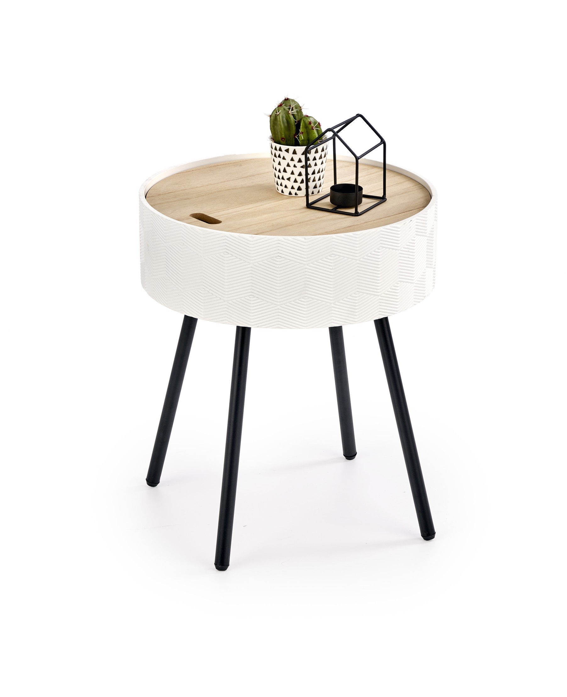 Masuta de cafea Aura rotunda, 38x45, natural/ alb/ negru