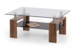 Masuta de cafea Diana Max 60, 120x70x60, sticla transparenta/ sticla neagra/ nuc