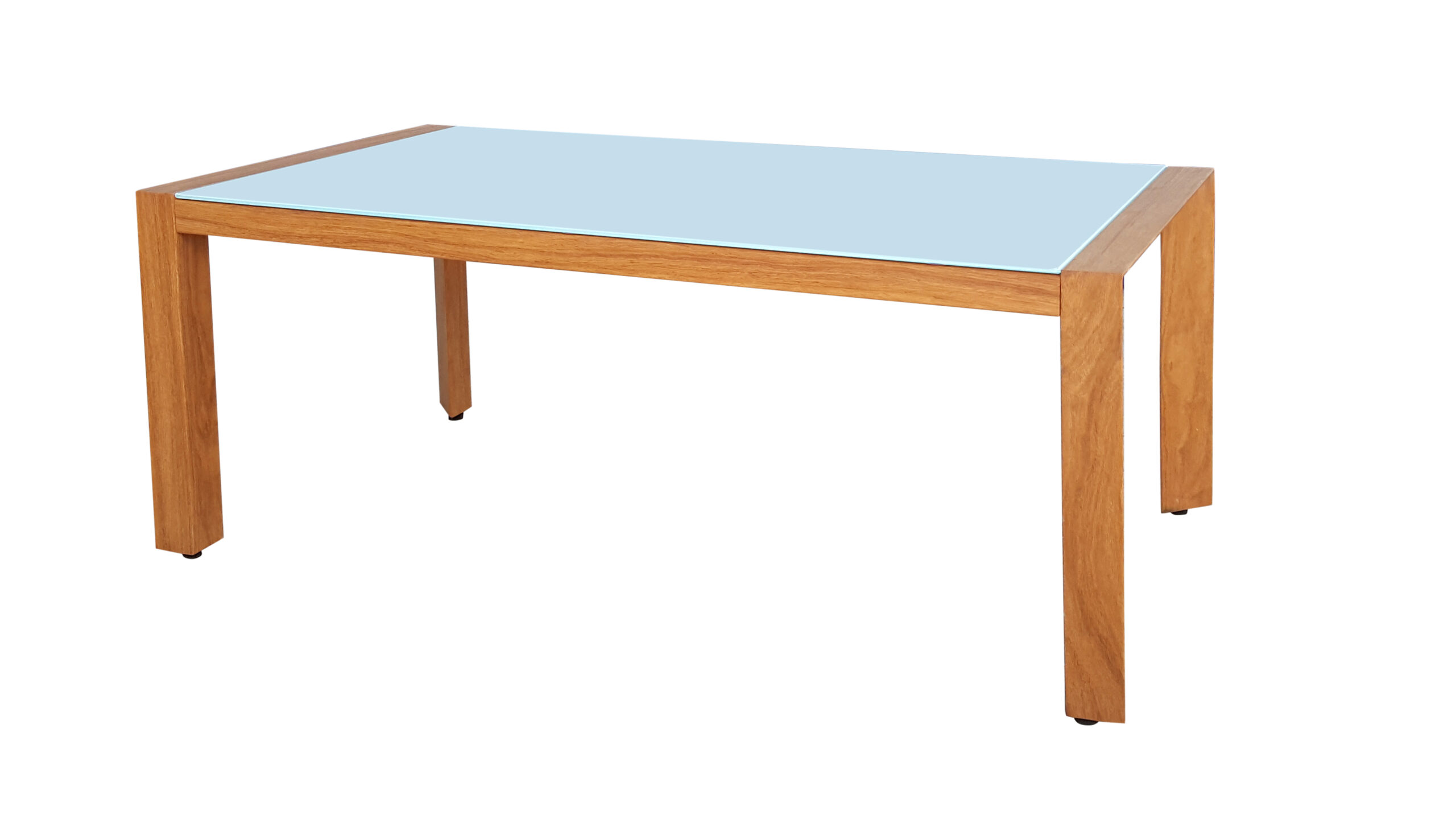 Masuta de cafea Melissa, 110x60x45, sticla alba/ stejar auriu