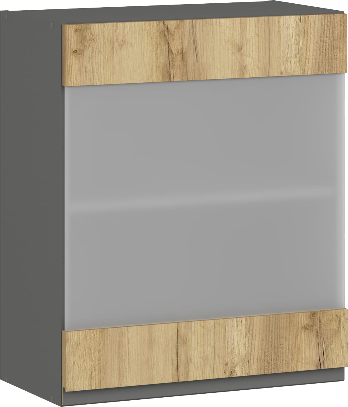 Corp superior vitrina Lusil B 60x72, craft stejar auriu/grafit
